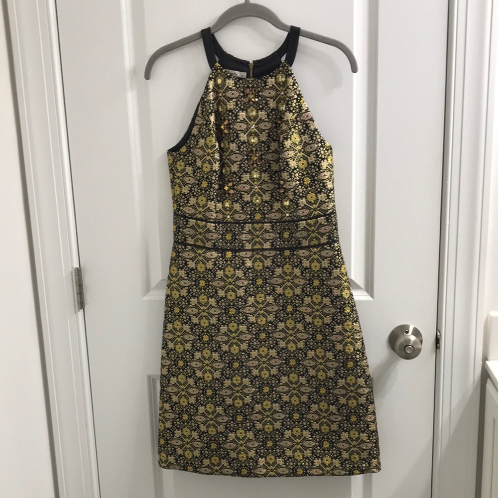 Phoebe Black and Gold Patterned Dress